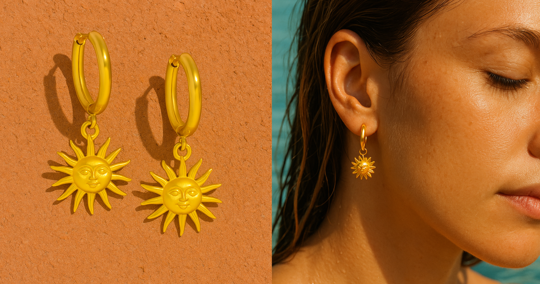 Bijoux d'été LÖMA - acier inoxydable, plaqué or 18K, argent 925