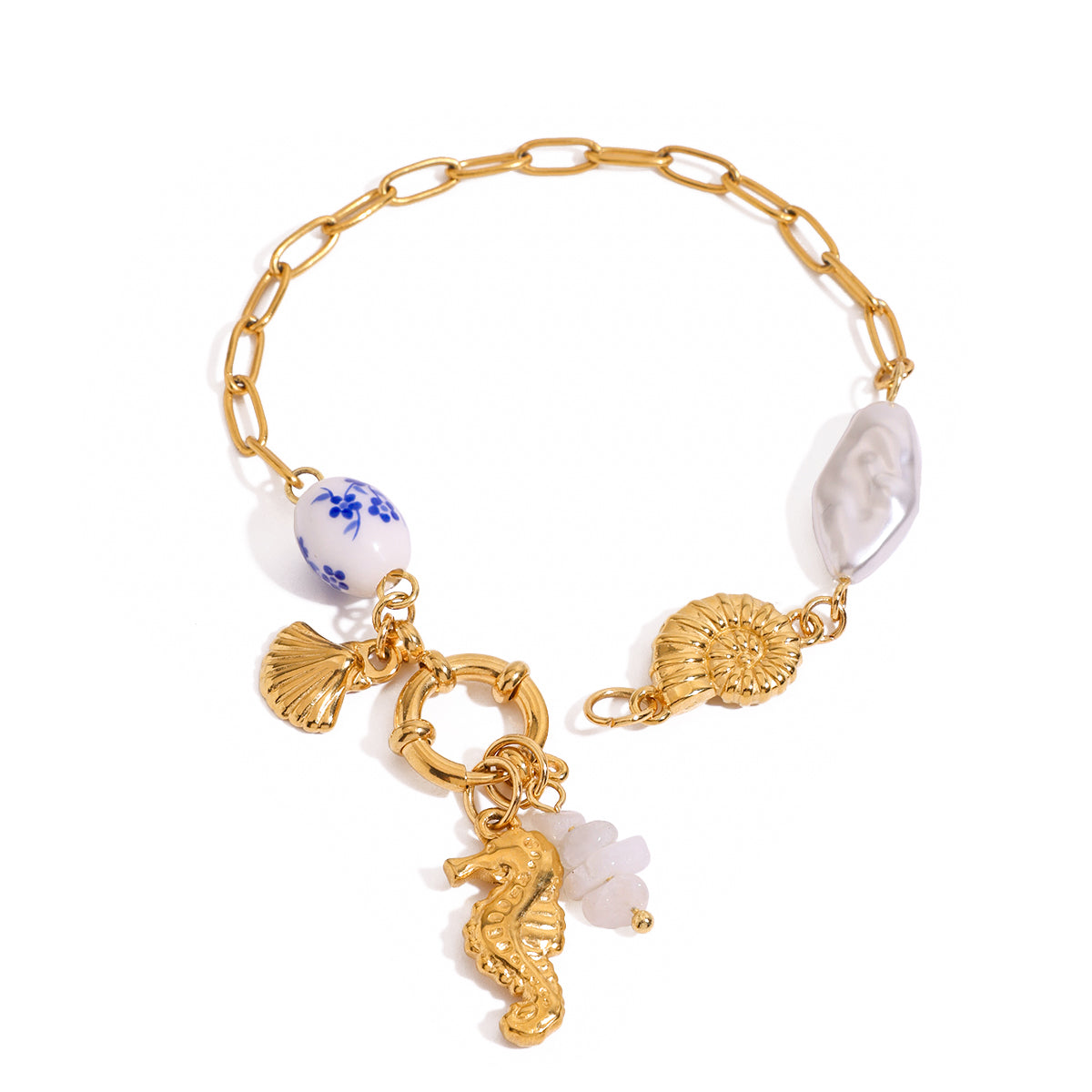 Coraya – Bracelet corail doré